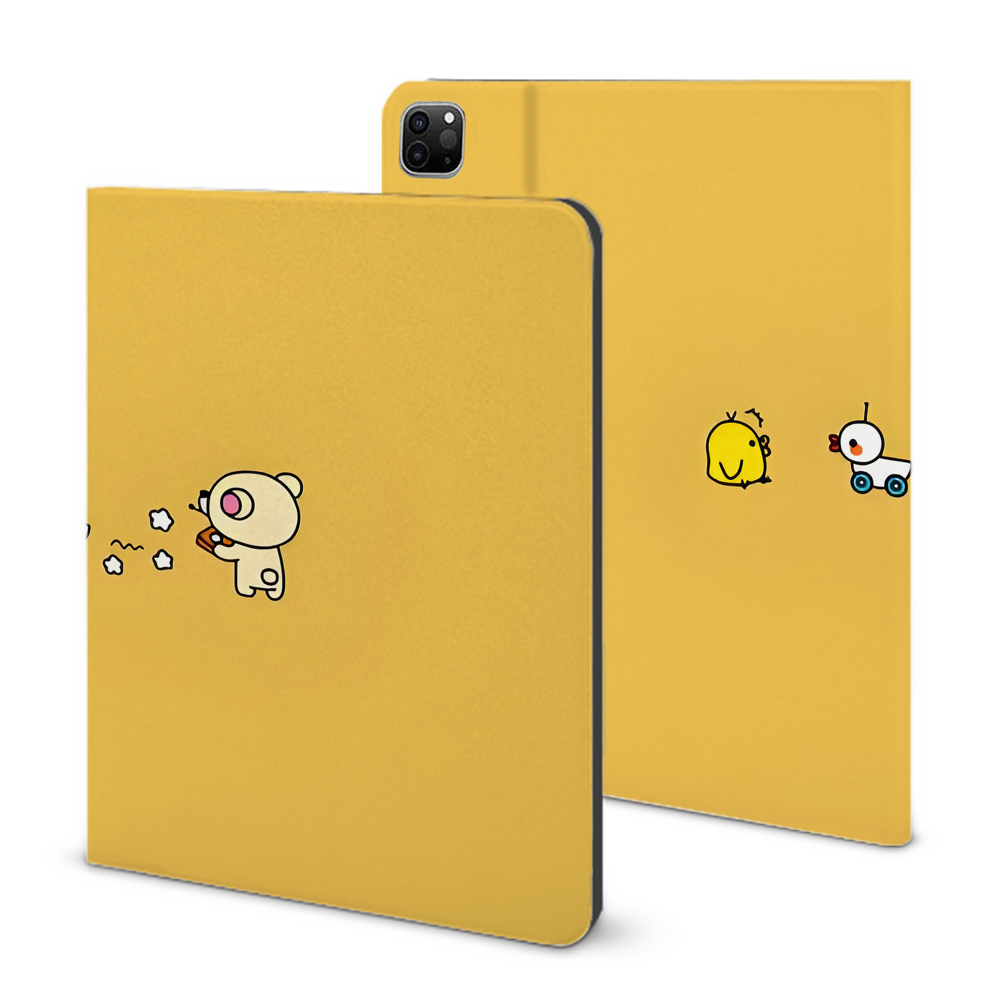 （画像用） リラックマ リラックマ キイロイトリ Rilakkuma Korilakkuma Kiiroitori IPad ケース ブック型 PUレザー TPU 耐衝撃 軽量 薄型 ペン収納なし 全面保護 IPad 各モデル対応
